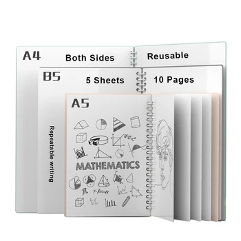 Преносим офис бележник формат А5 с водоустойчиви, повторна употреба двустранна страници, планер, маркери, сухо изтриване за преносим дъски