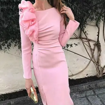 Прием на Розово Мюсюлманския вечерна рокля с дълъг ръкав за дейности 2023 Реколта Директни Красиви Рокли За жени Robe De Soiree