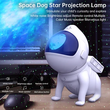 Проектор, лампа на Нощното небе Астронавти и Космически Куче лека нощ с Дистанционно управление Музика Bluetooth Високоговорител Звезден Разсеяна светлина Украса