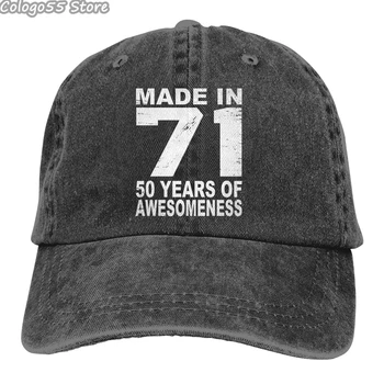 Произведено в 71 г., 50 Години Удивительности 1971 Година на Раждане Реколта бейзболна шапка, Мъжки шапки 1971 година на раждане Цветове Дамски летни шапки възстановяване на предишното положение