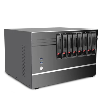 Производство на HTPC 8 отделения NAS облачен сървър за съхранение на данни корпус MATX MB шаси