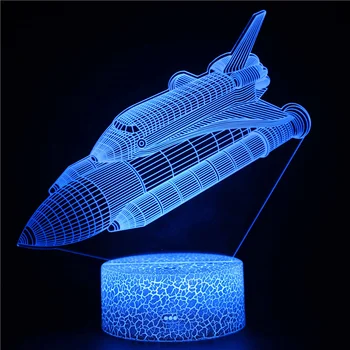 Ракета лека нощ Акрилни 3D Иллюзионный лека нощ за детски спални, Декоративен малка странична масичка, настолна лампа, Подарък, детски лека нощ