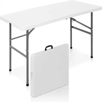 Сгъваема маса от 4 фута бял