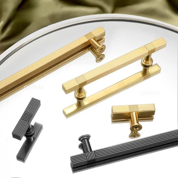 Сиво-златни дръжки за чекмеджета в скандинавски стил и Модерни Прости дръжки за шкафове Мебелни дръжки, Аксесоари