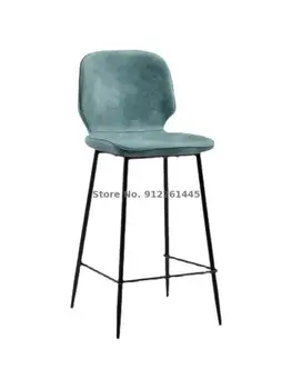 Скандинавски бар стол, модерно проста домакински облегалка, високо столче за рецепцията, лесен луксозен бар стол, висока табуретка, бар стол