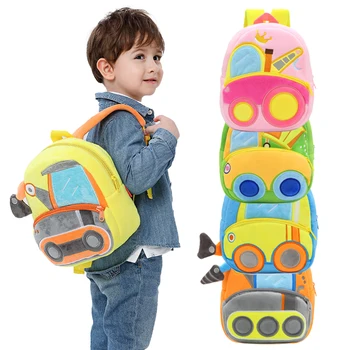Сладки бебешки 3D Мультяшные машини-багери Плюшени ученически чанти, Ученически чанти за момчета и момичета, Мини-раници за детска градина Детска раница