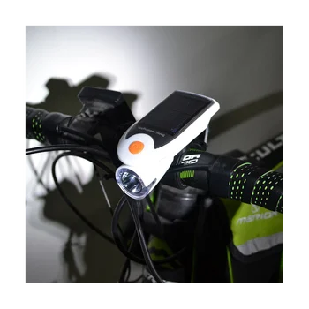 Слънчевата велосипедна предната лампа, USB мотор акумулаторна лампа, Въртяща се на 360 градуса, Аксесоари за Мотора (черен)
