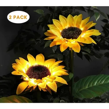 Слънчевата имитация на слънчоглед лампи открито в градината, декоративни светлини във вътрешния си двор и тревата лампа, заземляющая вилица, градинска лампа