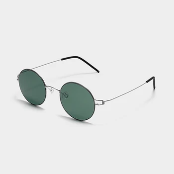 Слънчеви очила от чист титан безвинтовые срещу ултравиолетовите за мъже, Ретро кръгли слънчеви очила с UV400 за жени, реколта ултра-леки слънчеви очила