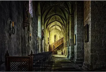 средновековен замък Мрачна готическа арка рожден ден снимка за фон, фон за снимки студиен банер