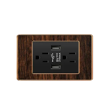 Стандартна изход USB стена зарядно устройство САЩ, дървени ретро-изход 2.1 A с USB конектор, американски штекерный адаптер 118 mm * 74 мм AC110V-250V