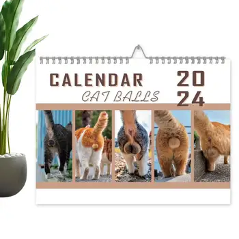Стенен Календар В 2024 година Cat Butt Calendar Работи От януари 2024 г. До декември 2024 г. Сладурско Planning Organizing Дневен Планер На стената Месечно