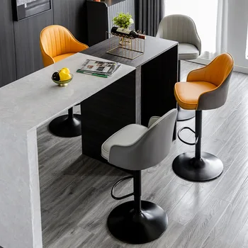 Стол бар, модерен минималистичен домашен стол, бар-часова, европейска светлина, луксозен бар стол с висока облегалка, бар стол, повдигаща партия