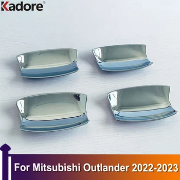 Страничната Врата копчето, Тампон върху чашата, тампон за Mitsubishi Outlander 2022-2023, ABS, Хромирани външни аксесоари за подреждане