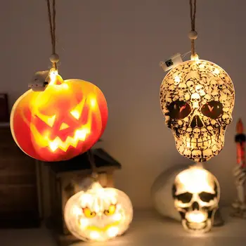 Страховито гирлянди за Хелоуин, 3D висящи украшения във формата на черепа на дявола, тиква, за партита на закрито и на открито