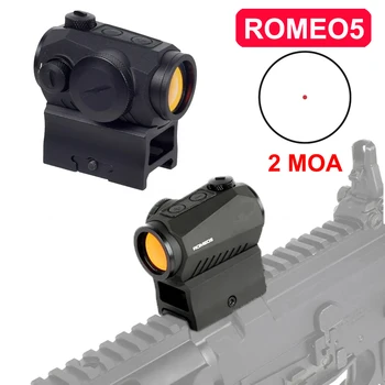 Тактически Мерник ROMEO5 Red Dot 1x20 мм Компактен 2 MOA Рефлексология Страйкбольный Оптичен Мерник с Монтиране на Релса 20 мм Unity Fast Mounts