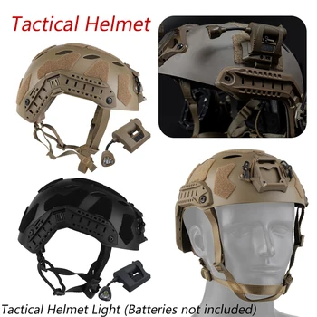 Тактически шлем, Регулируема фенерче, за да шлем, слот за каишка за слушалки, Страйкбольный каска с подсветка за пейнтбола, лов на открито