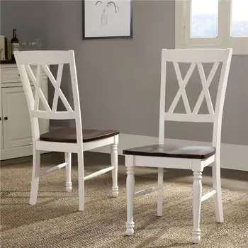 Трапезария стол, Комплект от 2 стола, Бял