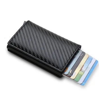 Тънък Алуминиев чантата с еластична задната Чанта, стойка за кредитни карти, Мини RFID чантата си, Автоматично Поп Калъф за банкови карти