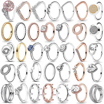 Уникален стил, пръстен от сребро S925 проби, пръстен от розово злато пръстен с кристали, Годежен пръстен, пръстен с поплавъка Xianqi