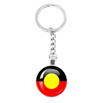 Флаг австралийски аборигени, Национална емблема, Подвесная Стъкло Верижка за ключове 25 мм, Модни ключодържатели, Стъклени cabochon, Женски чар, Скъпоценен камък