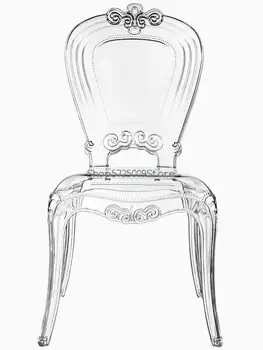 Френски акрилен прозрачен кристал стол, тоалетка с облегалка на стол в дворцов стил призрачен стол мрежест червена лампа луксозен стол за грим
