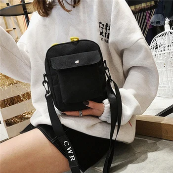 Холщовая дамска чанта в корейски стил, универсална Малка квадратна чанта за момичета, чанта през рамо с писмото принтом, чанта-месинджър