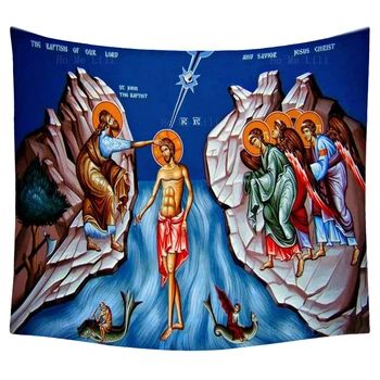 Христос благославя децата, Възкресението на Исус е Кръщението Господне, православни икони, гоблени от Ho Me Pipi за всекидневна декор