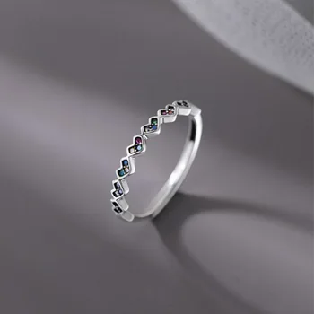 Цветен пръстен с циркониевым сърце За жени, Момичета, Сватбен Коледен подарък За Рожден Ден, бижута jz573