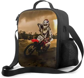 Чанта за обяд с изолация за мотокрос, леки Мотоциклети Многократна употреба термосумки за обяд, чанта-хладилник за мотоциклетист, чанта-тоут за момчета и мъже