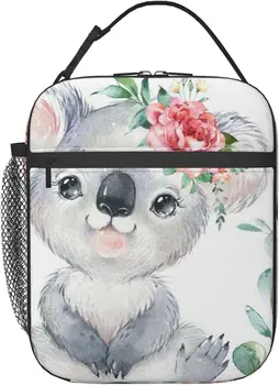 Чанта за обяд с цветя на едно Дърво и животните, Коала, чанта-тоут, чанти за обяд за жени/Мъже кутия за обяд, изолиран контейнер за обяд