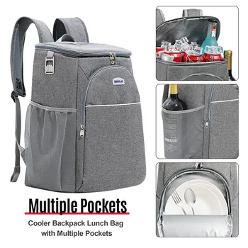 Чанти-охладител за бира, напитки, чанти за хранене с цип за пикник, термос за обяд, двоен капацитет за съхранение, голяма кутия, раница на открито