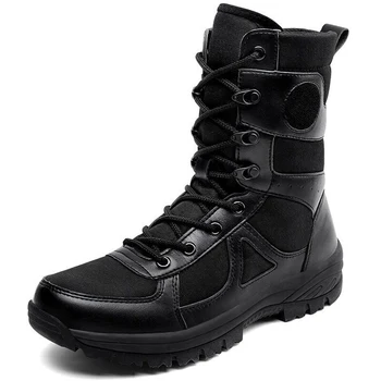 Черни ботуши за пустинята, качествени военни обувки, Градинска туризъм обувки, Зимни обувки, нескользящие износоустойчиви бойни тактически обувки, мъжки
