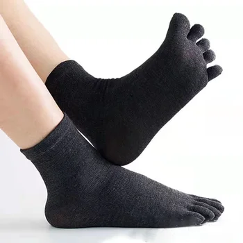Чорапи с пръсти Мъжки памучни чорапи с пет пръста Дишащи Къси чорапи за екипажа на щиколотке Спортни Бягащи Обикновена Черни, Бели, сиви мъжки чорапи